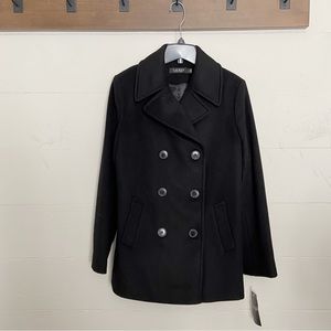 NWT Ralph Lauren Black Wool Pea Coat Size 8
